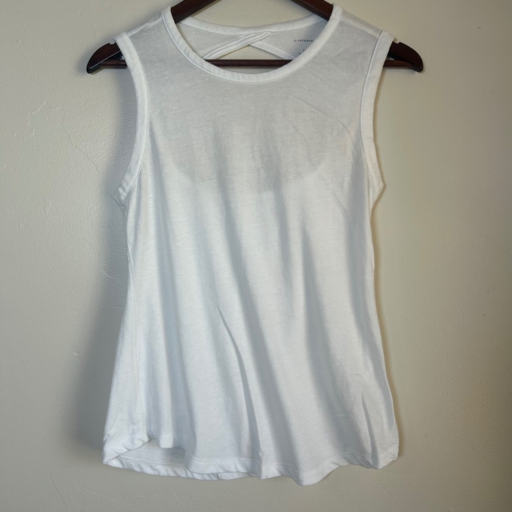 EUC Anthropologie Tank Top Twist Back Size XS‎ White Sleeveless Cutout